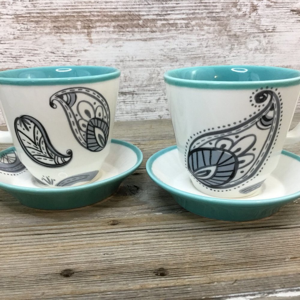 2 Sets - Hallmark Paisley Teacup and Saucer Sets Tea Party Birthday JRittmueller